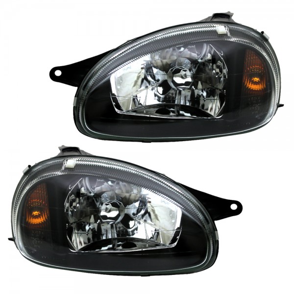 Scheinwerfer Klarglas für Opel Corsa B Bj. 93-00 Schwarz