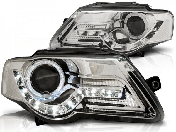 Scheinwerfer LED Tagfahrlicht Optik für VW Passat 3C B6 Bj. 05-10 Chrom