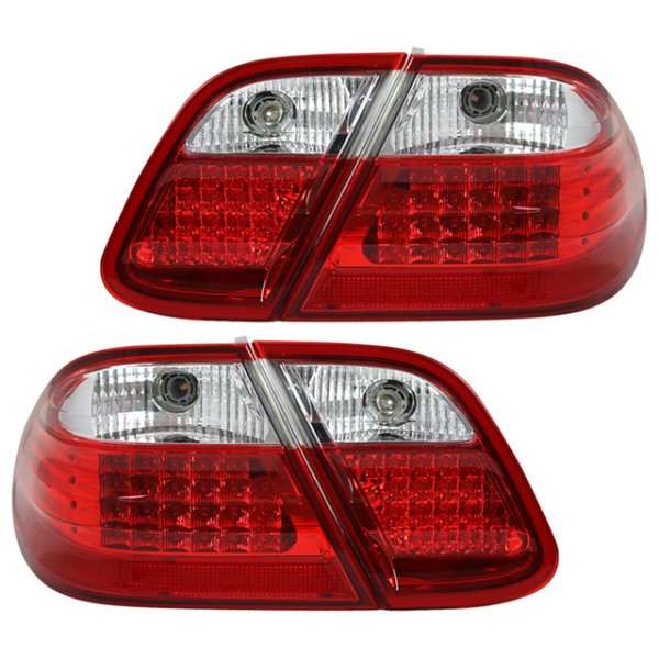 LED Rückleuchten für Mercedes CLK W208 Bj. 97-02 Rot/Chrom