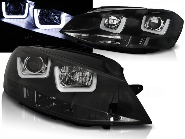 Scheinwerfer U-Tube LED Tagfahrlicht für VW Golf 7 Bj. 12-16 Schwarz