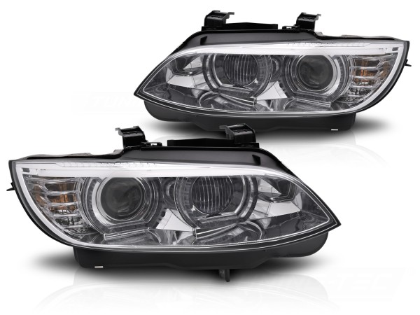 Xenon Scheinwerfer LED Tagfahrlicht Gelb für BMW E92 E93 ohne AFS Bj. 05-10 Chrom