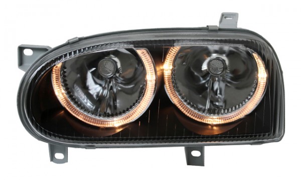 Depo Scheinwerfer Angel Eyes für VW Golf 3 91-97 Schwarz