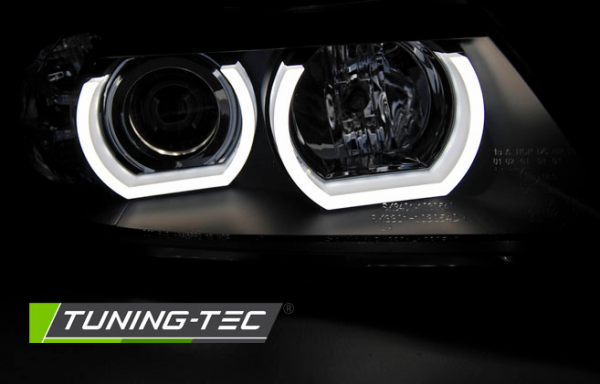Xenon Scheinwerfer 3D Angel Eyes für BMW 3er E90 E91 Bj. 05-08 Schwarz