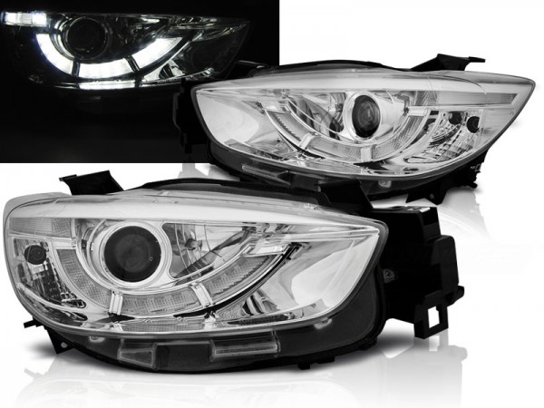 Xenon Scheinwerfer DRL LED Tagfahrlicht für Mazda CX5 Bj. 11-15 Chrom