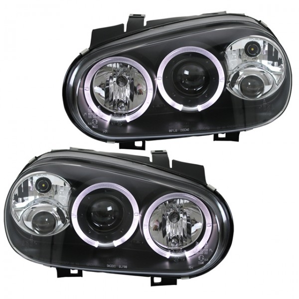 Scheinwerfer Angel Eyes für VW Golf 4 Bj. 97-03 Schwarz