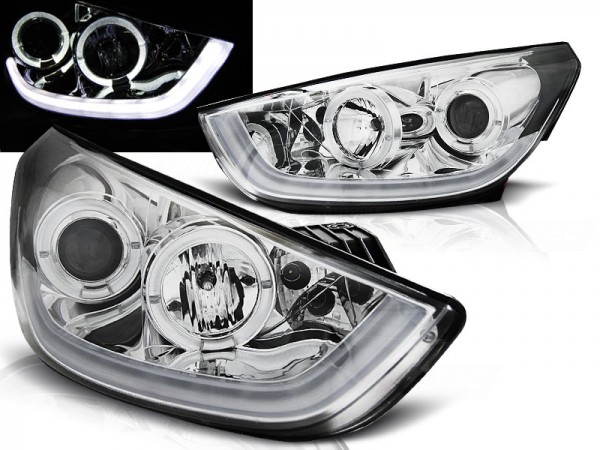 LED Tagfahrlicht Optik Scheinwerfer für Hyundai IX35 Bj. 09-13 Chrom LTI