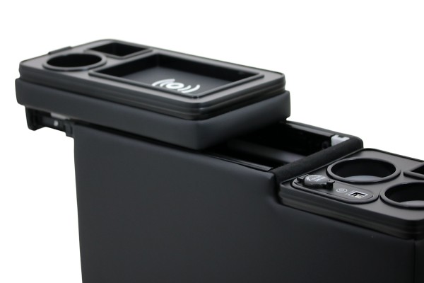 Black Edition USB Mittelkonsole Staufach für Mercedes Sprinter W906 LED RGB Beleuchtung + Induktion