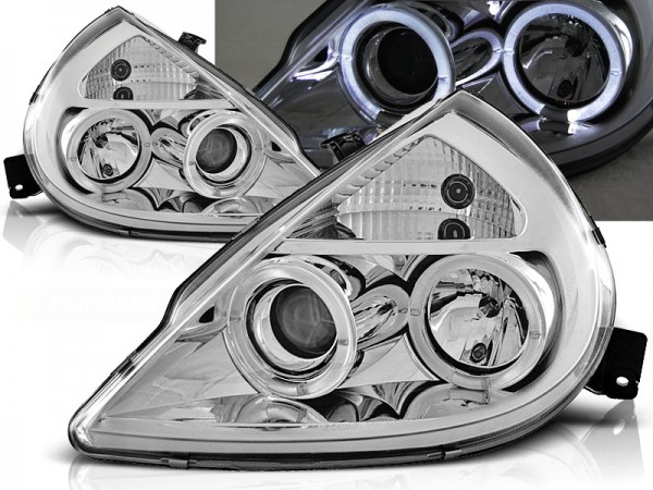 Scheinwerfer Angel Eyes für Ford KA Bj. 96-08 Chrom
