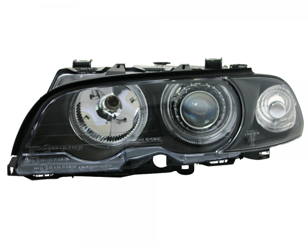 Scheinwerfer Angel Eyes für BMW 3er E46 Coupe Cabrio Bj. 99-03 Schwarz