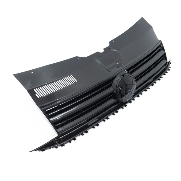 Frontgrill Kühlergrill mit Emblemhalter für VW T6 Bj. 2015-2019 Schwarz Glanz