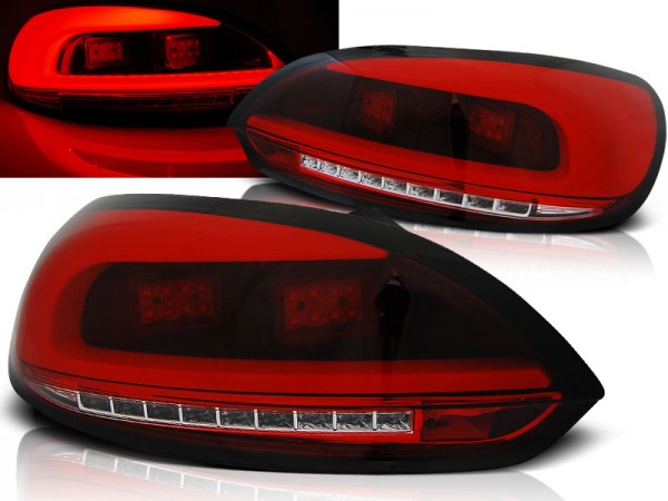 LED Lightbar Rückleuchten für VW Scirocco 3 (III) Bj. 08-14 Rot/Chrom