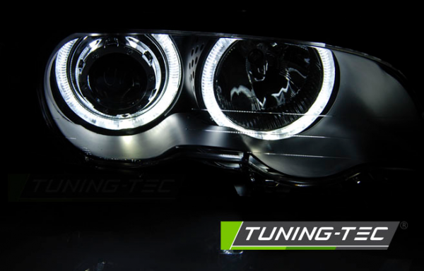 Scheinwerfer LED Angel Eyes für BMW 3er E46 Coupe Cabrio Bj. 99-03 Schwarz