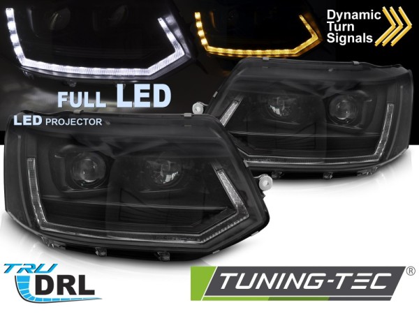 Voll LED Scheinwerfer Tagfahrlicht für VW T5 GP Facelift Bj. 10-15 Schwarz mit LED Blinker