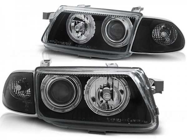 Scheinwerfer Angel Eyes für Opel Astra F Bj. 94-98 Schwarz