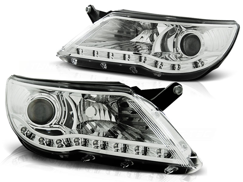 Scheinwerfer LED Tagfahrlicht Optik für VW Tiguan 5N Bj. 07-11 Chrom