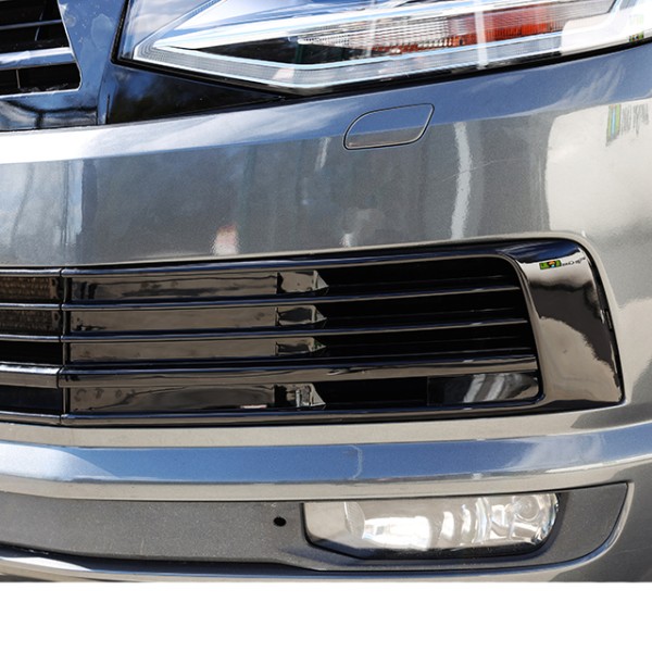 Set Gitter Grill Einsatz Stoßstange für VW T6 Bj. 2015-2019 Schwarz Hochglanz