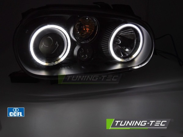 Scheinwerfer CCFL Angel Eyes für VW Golf 4 Bj. 97-03 Schwarz mit Nebelscheinwerfer