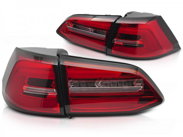Voll LED Lightbar Rückleuchten für VW Golf 7 (VII) Variant Facelift Bj. 17-20 Rot/Chrom