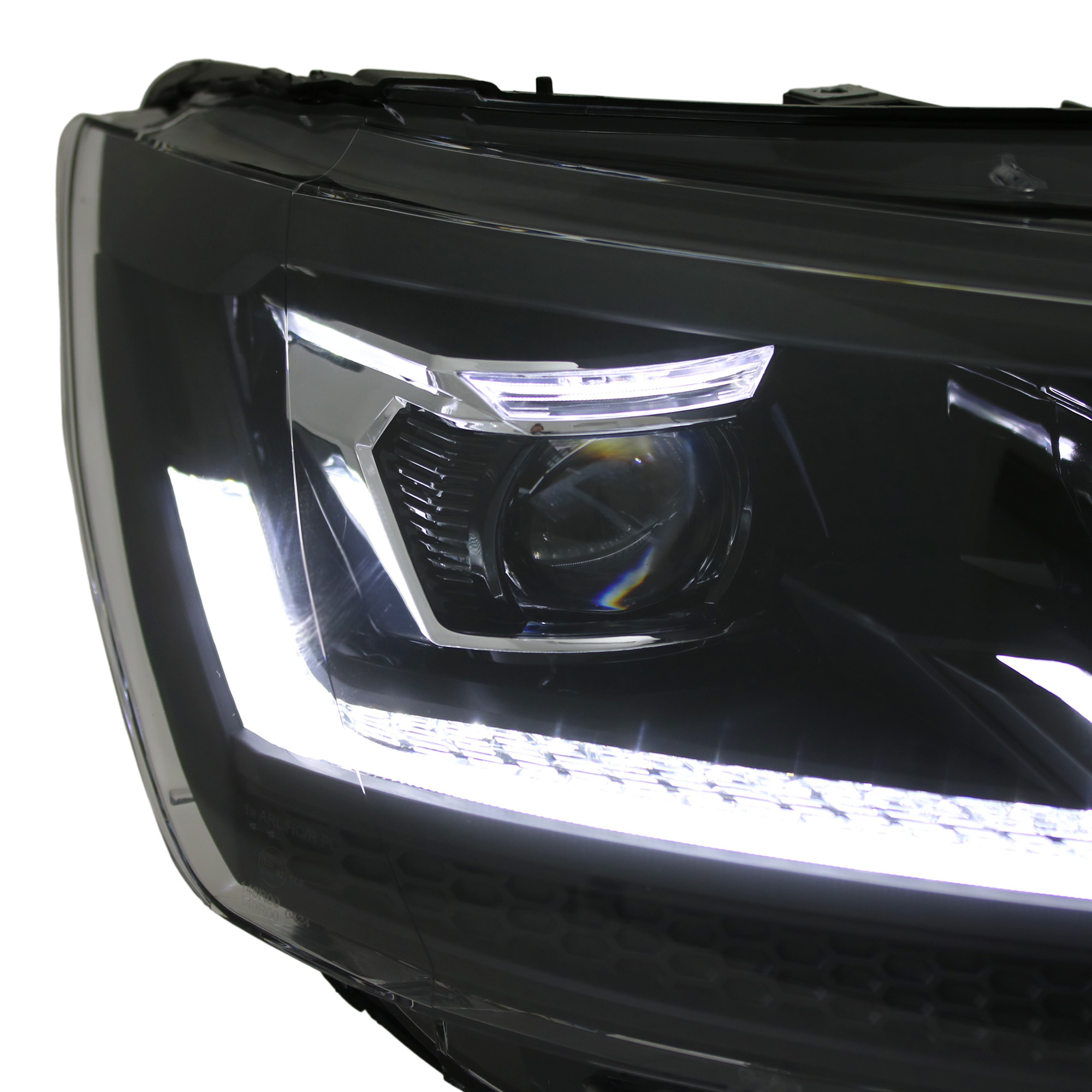 VOLL LED Scheinwerfer Tagfahrlicht für VW T6 Bj. 15-19 Schwarz mit  dynamischem LED Blinker, T6, VW, Scheinwerfer