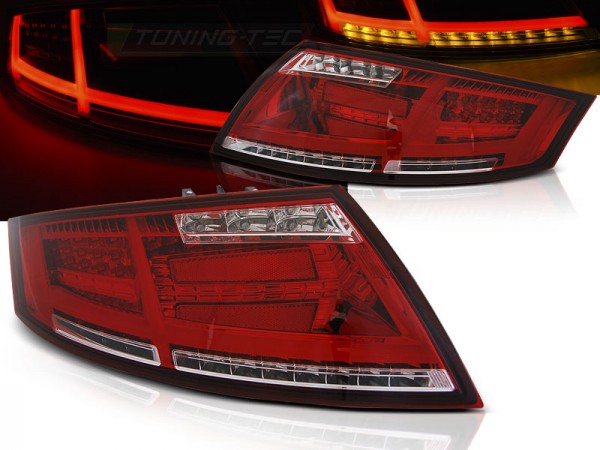 Voll LED Lightbar Rückleuchten für Audi TT 8J Bj. 06-14 Rot/Chrom dynamischer Blinker