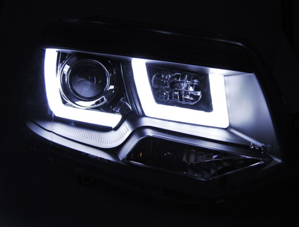 Scheinwerfer DRL LED Tagfahrlicht für VW T5 GP Facelift Bj. 10-15 Schwarz LTI