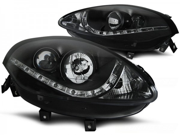 Scheinwerfer LED Tagfahrlicht Optik für Fiat Bravo 2 Bj. 07-14 Schwarz