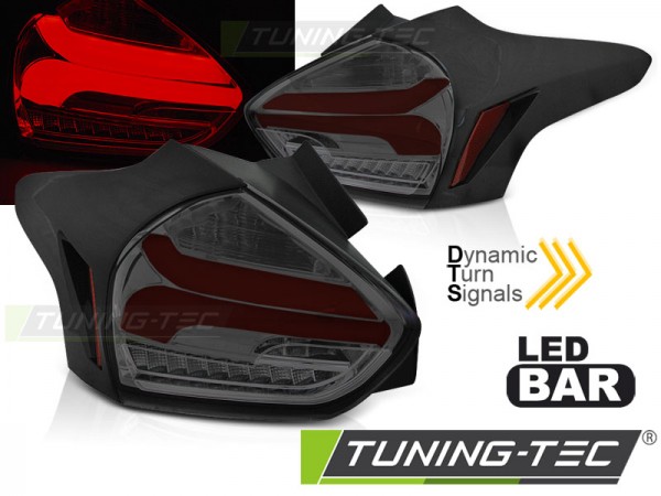LED Lightbar Rückleuchten für Ford Focus MK3 Bj. 15-18 Smoke/Rot dynamischer Blinker