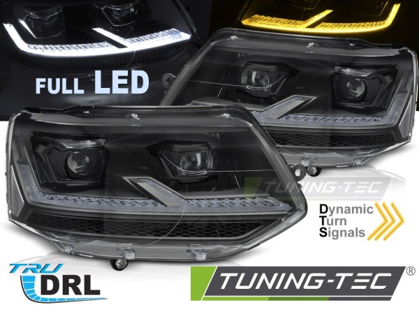 LED Scheinwerfer Tagfahrlicht für VW T5 GP Facelift Bj. 10-15 Schwarz mit dynamischem LED Blinker