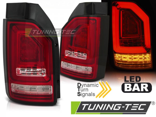 Voll LED Lightbar Rückleuchten für VW T6 Bj. 15-19 Rot/Chrom (Heckklappe / LED)