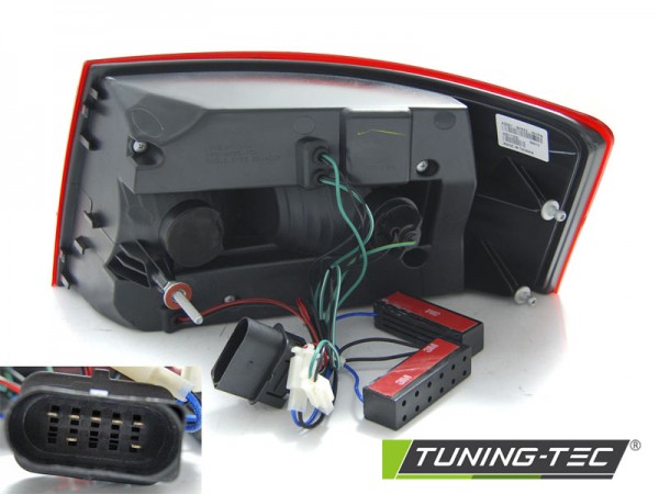 LED Lightbar Rückleuchten für Audi A6 C6 4F Limo Bj. 04-08 Rot/Chrom 7-PIN