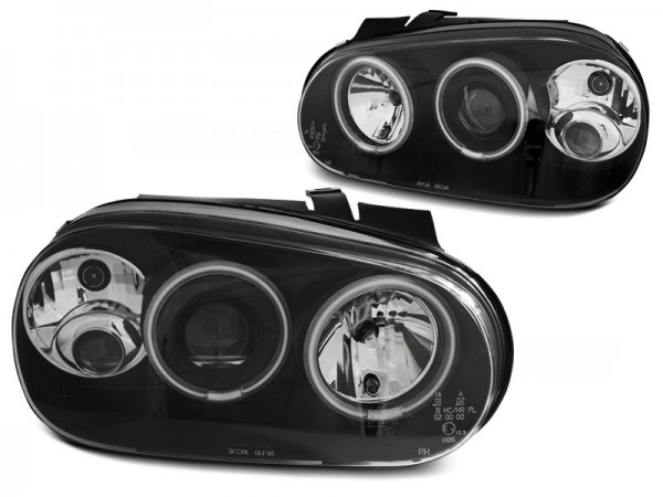 Scheinwerfer CCFL Angel Eyes für VW Golf 4 Bj. 97-03 Schwarz mit Nebelscheinwerfer
