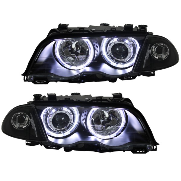 "Bundle 3" Scheinwerfer Angel Eyes + LED Rückleuchten für BMW E46 Limo Bj. 98-01