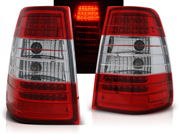 LED Rückleuchten für Mercedes E-Klasse W124 Kombi Bj. 85-98 Rot/Chrom