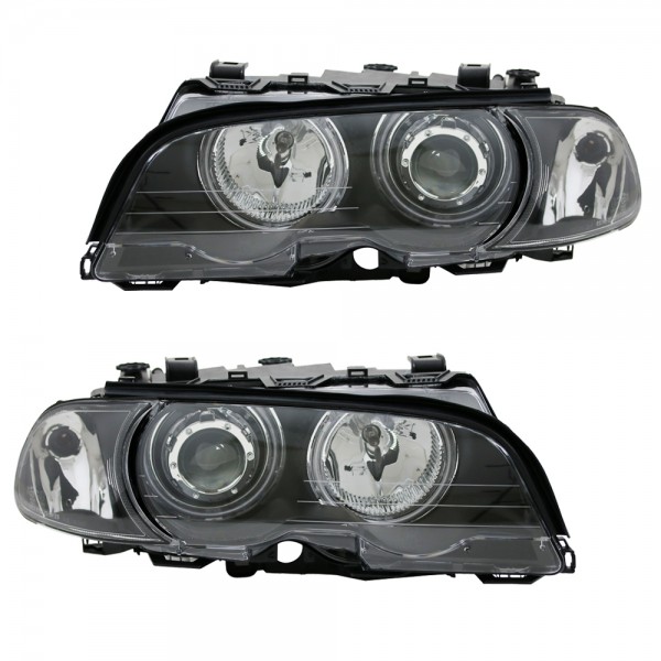 Scheinwerfer CCFL Angel Eyes für BMW 3er E46 Coupe Cabrio Bj. 99-03 Schwarz