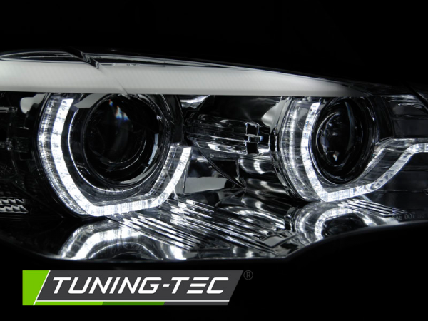 Xenon Scheinwerfer DRL LED Tagfahrlicht für BMW X5 E70 Bj. 07-10 Chrom