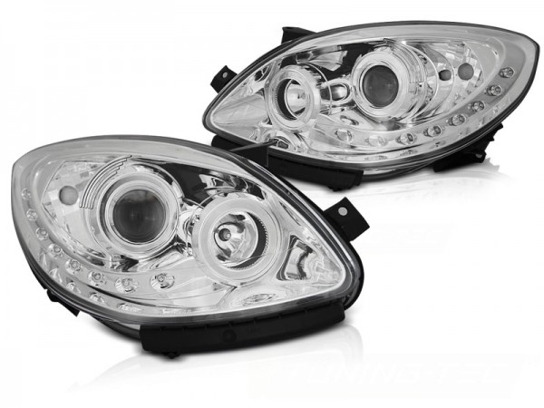 Scheinwerfer LED Tagfahrlicht Optik für Renault Twingo Bj. 07-11 Chrom