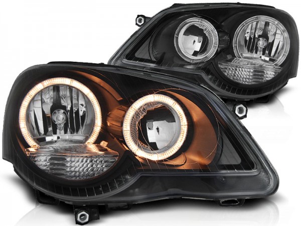 Scheinwerfer Angel Eyes für VW Polo 9N3 Bj. 05-09 Schwarz