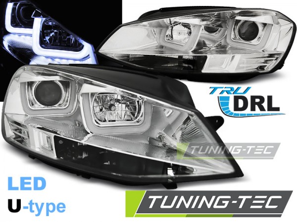 Scheinwerfer U-Tube LED Tagfahrlicht für VW Golf 7 Bj. 12-16 Chrom