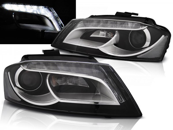 Scheinwerfer DRL LED Tagfahrlicht für Audi A3 8P 8PA Bj. 08-12 Schwarz