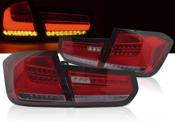 Voll LED Rückleuchten für BMW F30 Limo Bj. 11-15 Rot/Chrom dynamischer Blinker