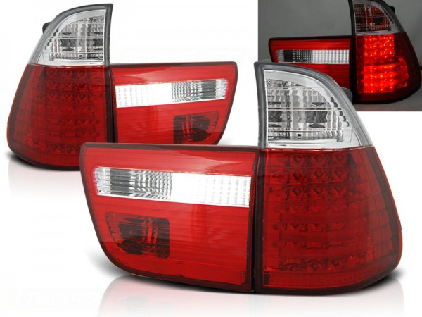 LED Rückleuchten für BMW X5 E53 Bj. 99-03 Rot/Chrom