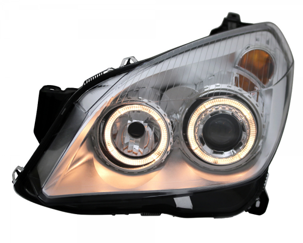 Scheinwerfer Angel Eyes für Opel Astra H Bj. 04-09 Chrom