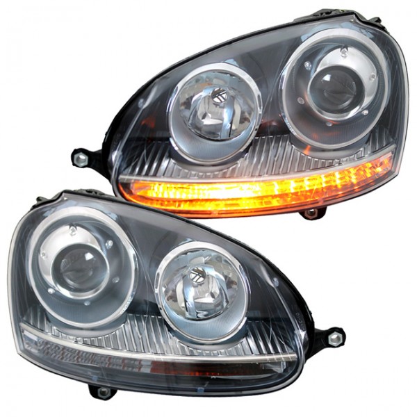 Scheinwerfer Klarglas für VW Golf 5 Jetta 3 Bj. 03-10 Schwarz