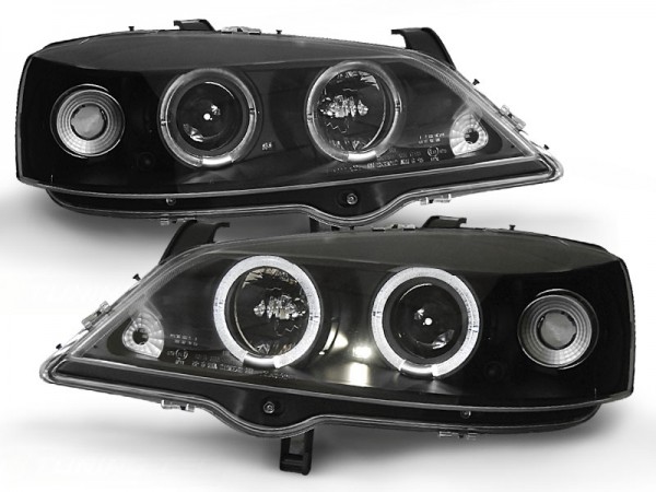 Scheinwerfer Angel Eyes für Opel Astra G Bj. 98-05 Schwarz