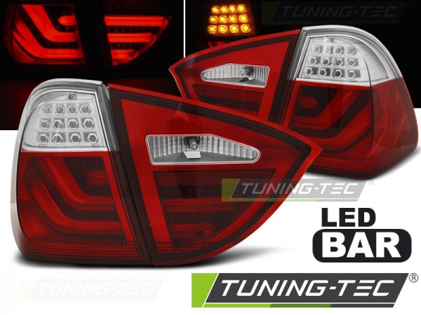 LED Lightbar Rückleuchten für BMW E91 Touring Bj. 05-08 Rot/Chrom