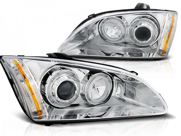 Scheinwerfer Angel Eyes für Ford Focus 2 Bj. 04-08 Chrom