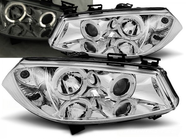Scheinwerfer Angel Eyes für Renault Megane 2 Bj. 02-05 Chrom
