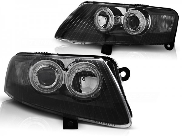 Scheinwerfer Angel Eyes für Audi A6 C6 4F Bj. 04-08 Schwarz
