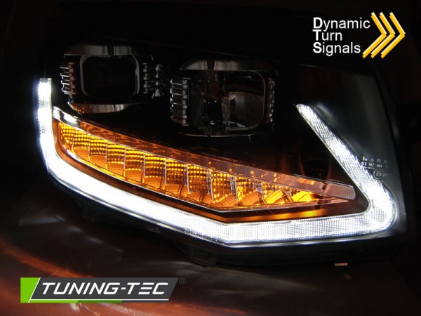 Scheinwerfer DRL LED Tagfahrlicht für VW T6 Bj. 15-19 Schwarz mit dynamischem LED Blinker