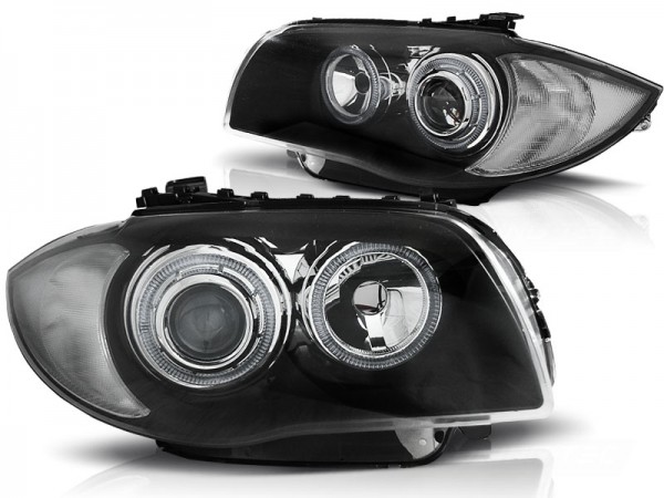 Scheinwerfer LED Angel Eyes für BMW 1er E81 E82 E87 E88 Bj. 04-11 Schwarz